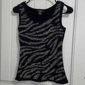 sequin zebra striped tank top